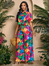 SOLERSUN Women's Tropical Print Loose A-Line Wide Leg Pants For Vacation